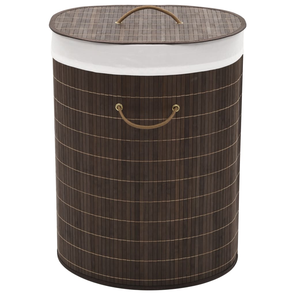 Bamboo Laundry Bin Oval Dark Brown - Design Hut