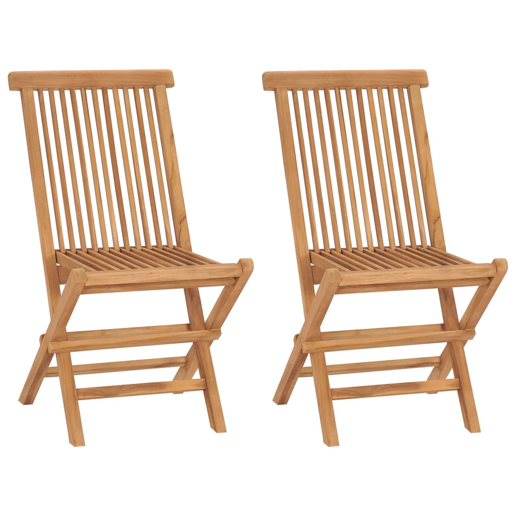 Folding Garden Chairs 2 pcs Solid Teak Wood - Charlotte Dunes