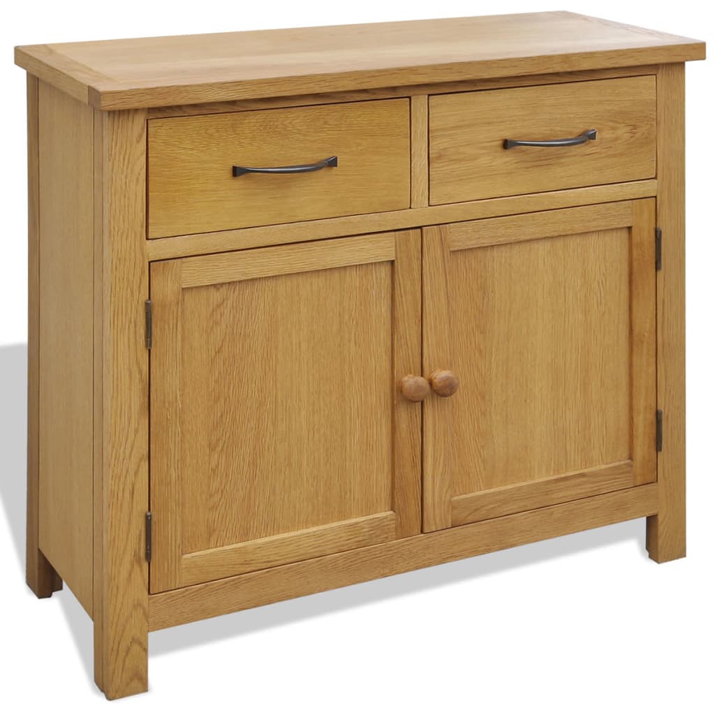 Sideboard 90x33.5x83 cm Solid Oak Wood - Merlin Deals