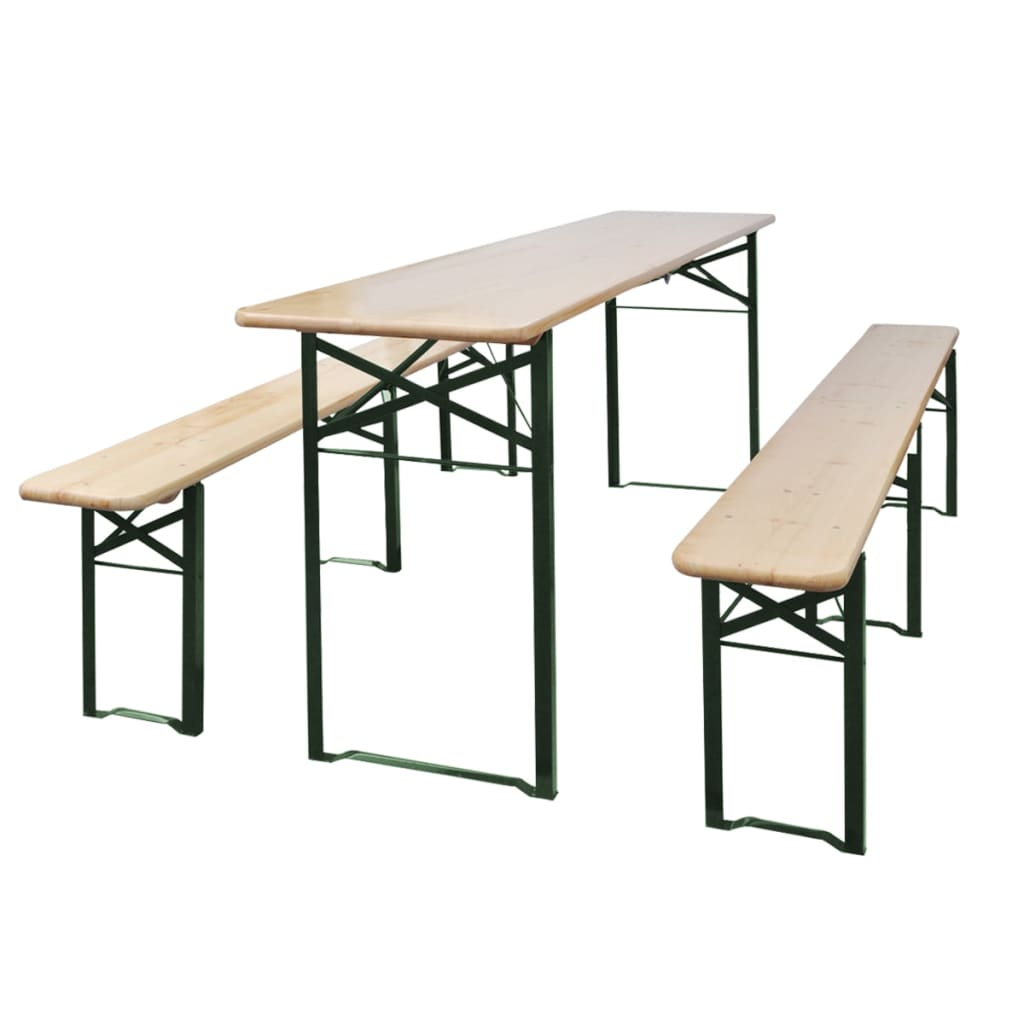 Folding Beer Table with 2 Benches 220 cm Fir Wood - Style and Chic