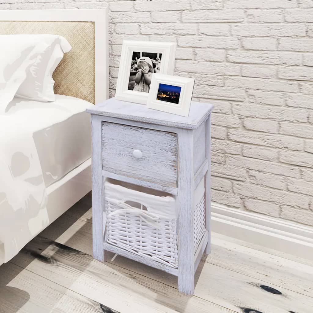 Bedside Table - Venetia Truro 2 Piece Nightstand White 28cm - Casper Homes