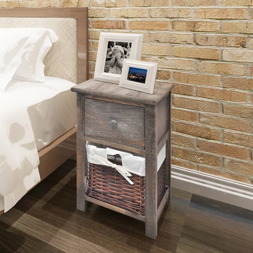 Bedside Table - Venetia 2 Piece Nightstand Brown 28cm - The Home Maker