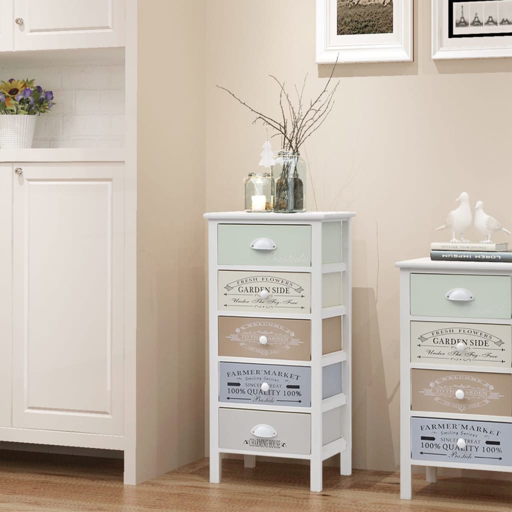 French Storage Cabinet 5 Drawers Wood - Discount Dealers