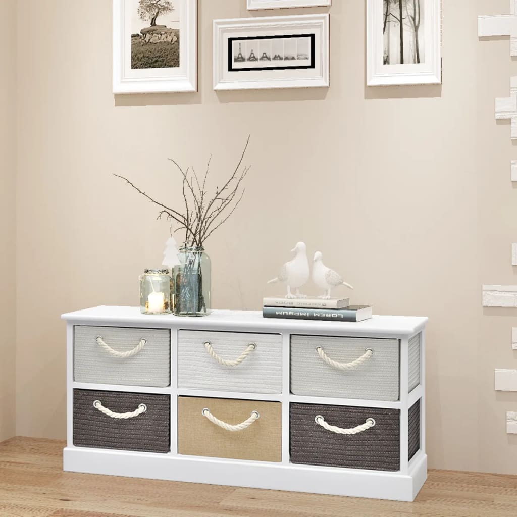 Storage Bench 6 Drawers Wood - Direct Imports