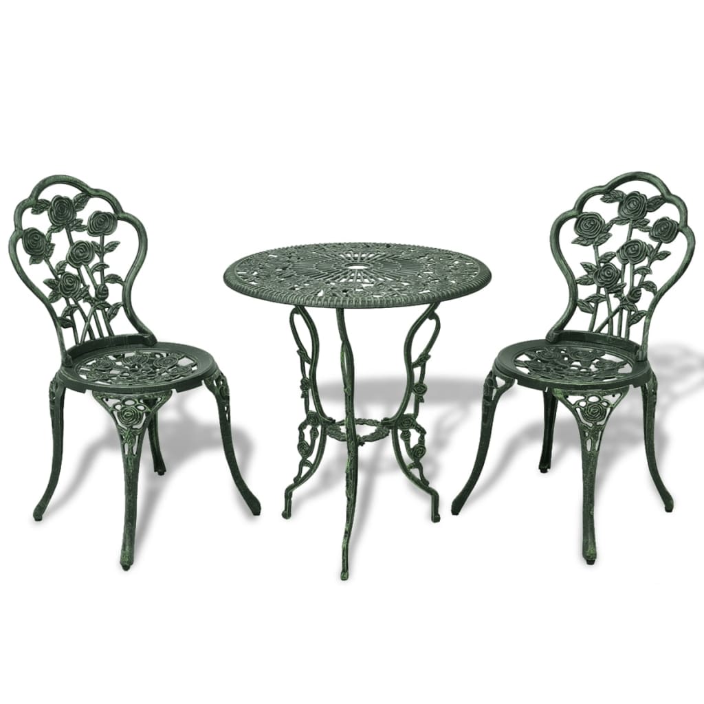 3 Piece Bistro Set Cast Aluminium Green - Merkel Designers