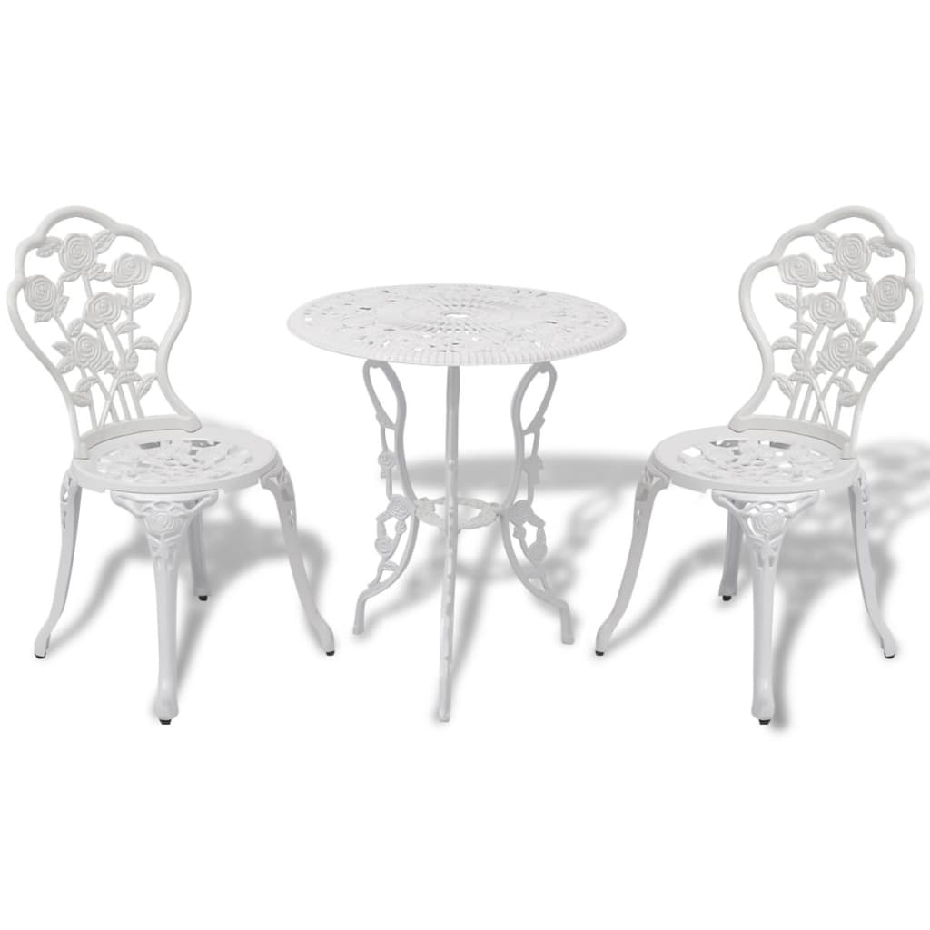 3 Piece Bistro Set Cast Aluminium White - The Home Maker