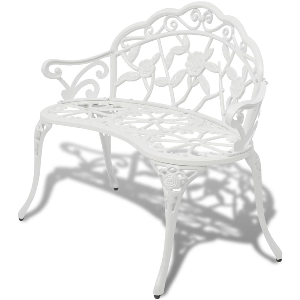 Garden Bench 100 cm Cast Aluminium White - Tyrell & Tyrell