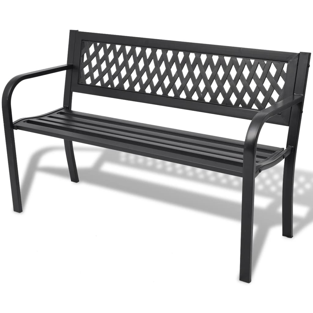 Garden Bench 118 cm Steel Black - Style and Chic