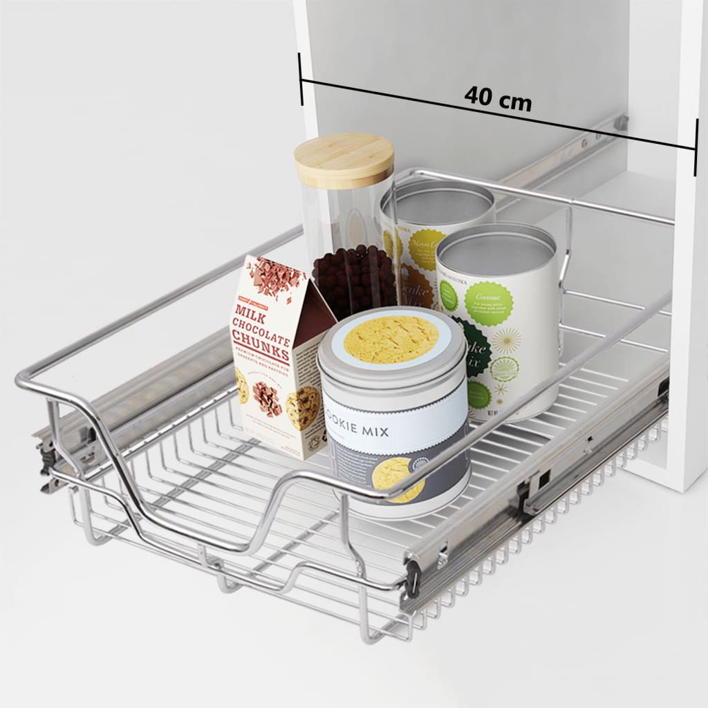Pull-Out Wire Baskets 2 pcs Silver 400 mm - Unbeatable Bargains