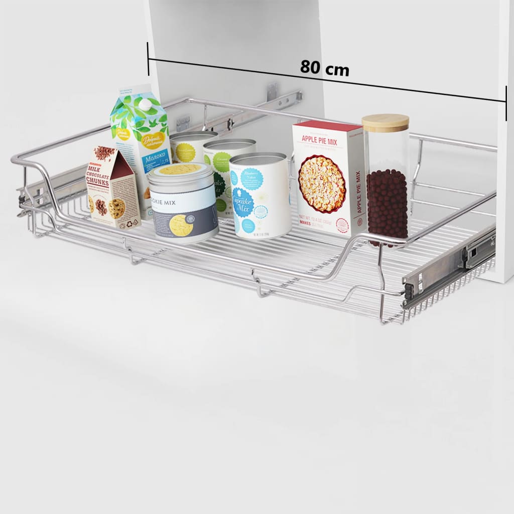 Pull-Out Wire Baskets 2 pcs Silver 800 mm - R and M Furniture