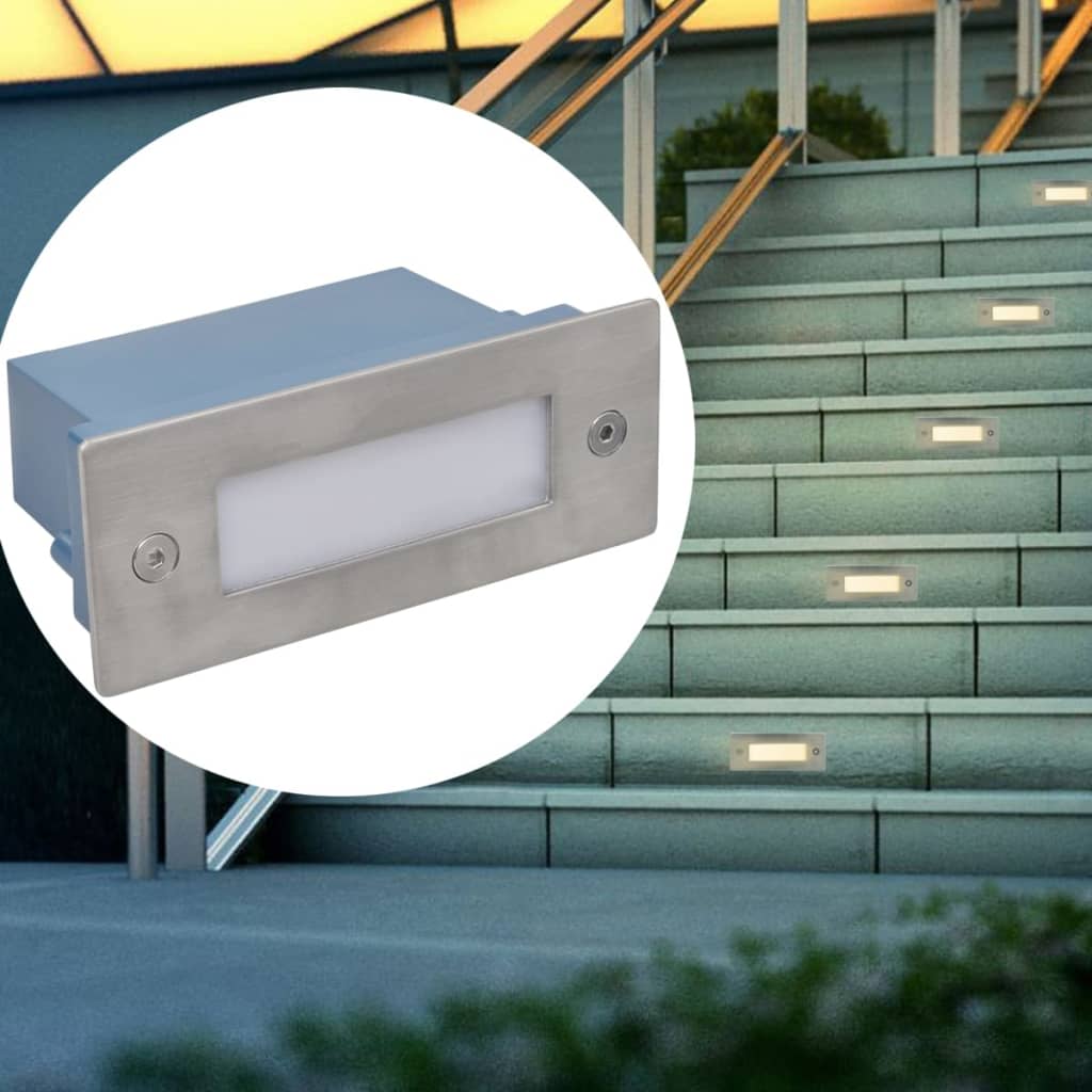 LED Recessed Stair Lights 6 pcs 44x111x56 mm - Direct Imports