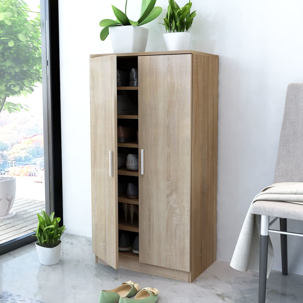 Shoe Cabinet 7 Shelves Oak - Style and Chic