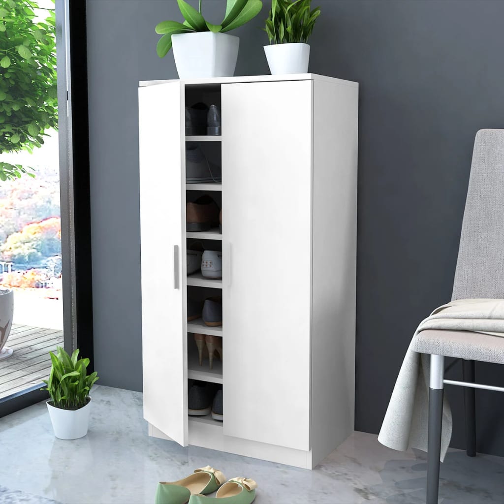 Shoe Cabinet 7 Shelves White - R and M Furniture