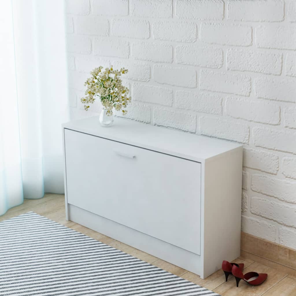 Shoe Storage Bench White 80x24x45 cm - Merkel Designers