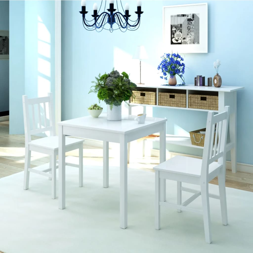 Three Piece Dining Set Pinewood White - Casper Homes