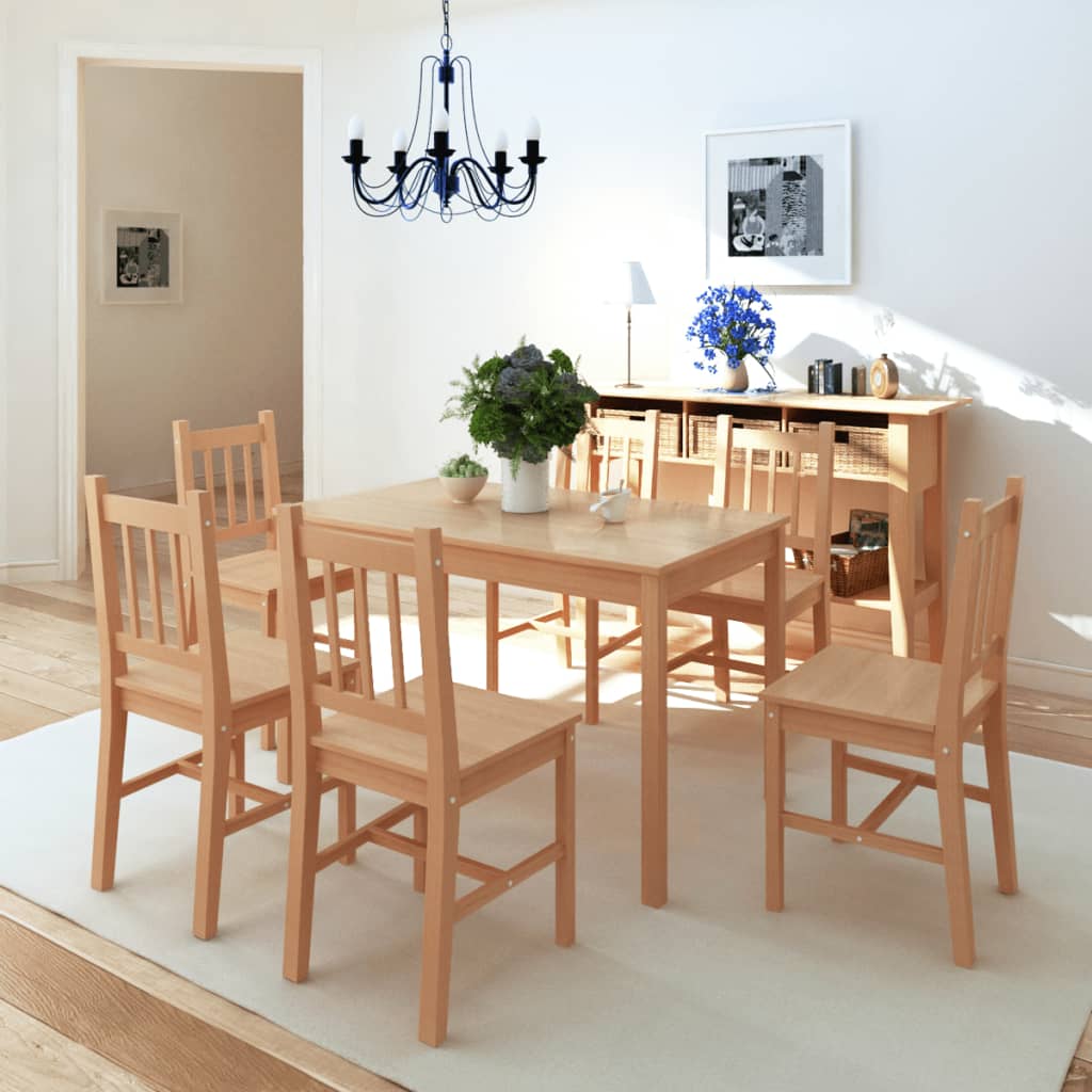 Seven Piece Dining Set Pinewood - Discount Dealers