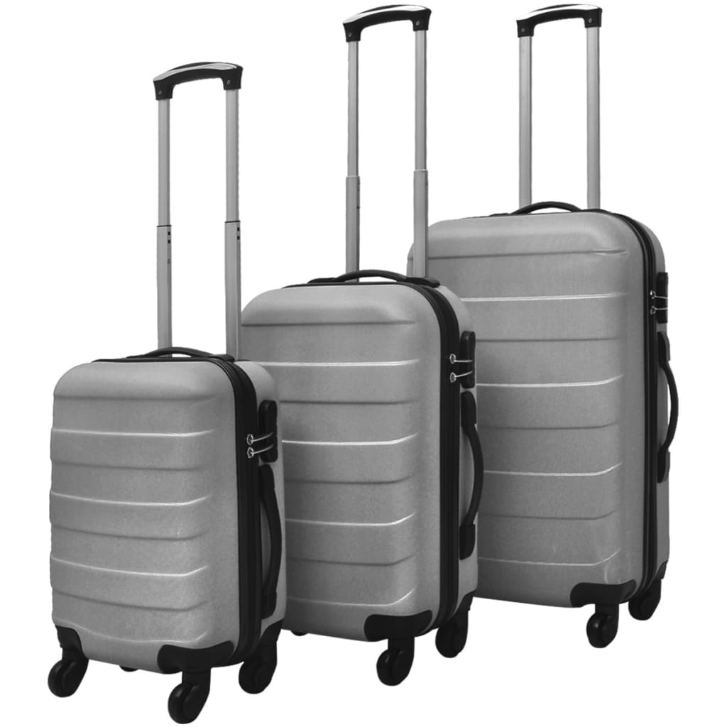 Three Piece Hardcase Trolley Set Silver 45.5/55/66 cm - Sid & Sam