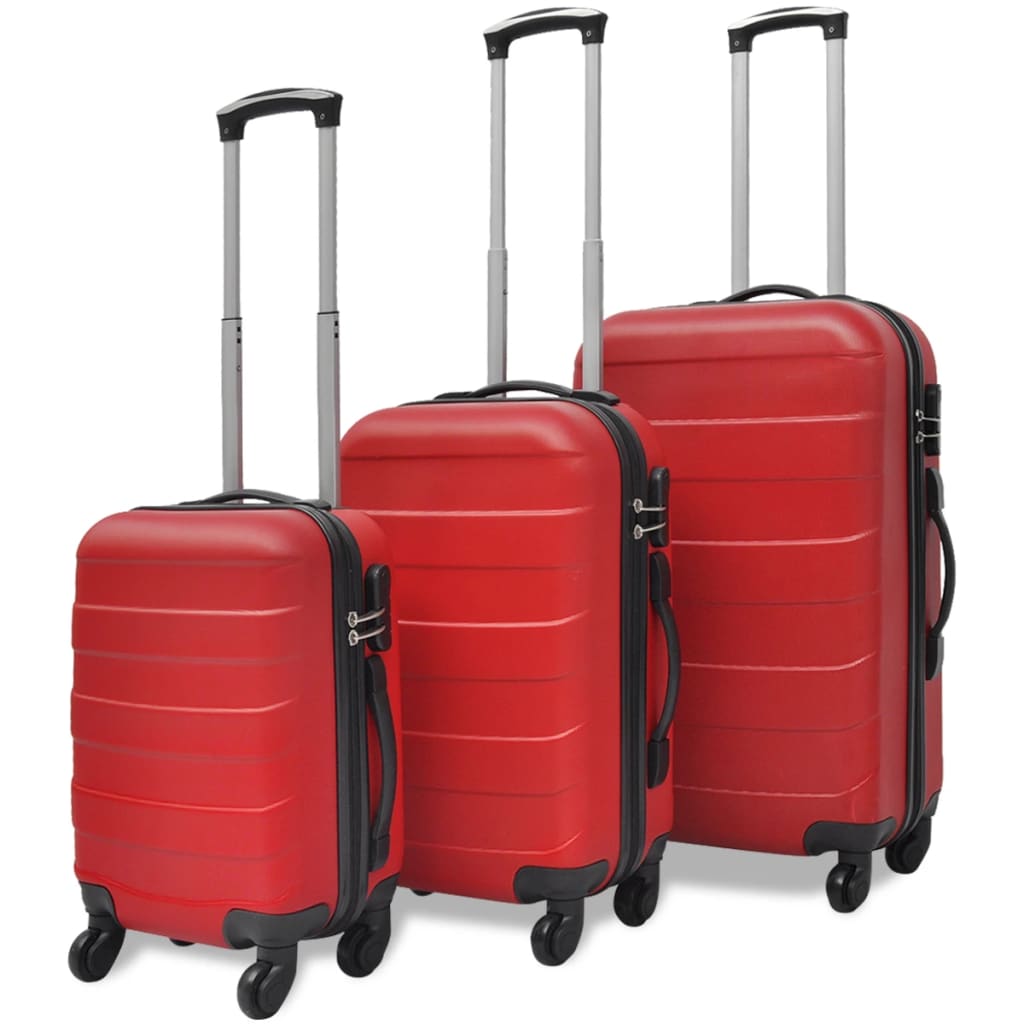 Three Piece Hardcase Trolley Set Red 45.5/55/66 cm - The Home Maker
