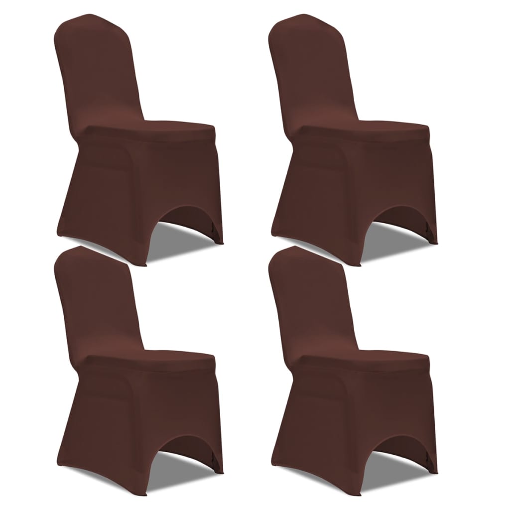 Stretch Chair Cover 4 pcs Brown - Unbeatable Bargains