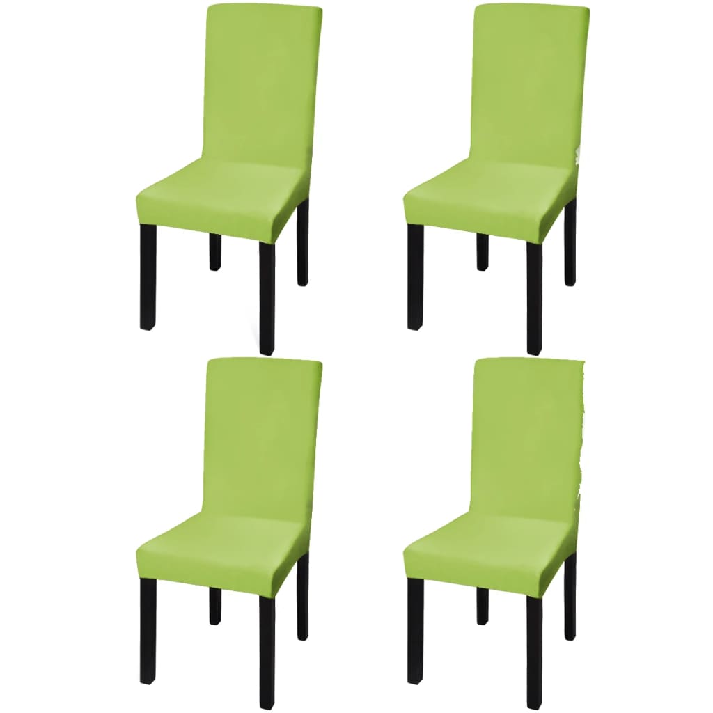 Straight Stretchable Chair Cover 4 pcs Green - Casper Homes