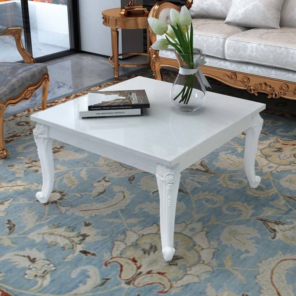 Coffee Table 80x80x42 cm High Gloss White - All Things Good