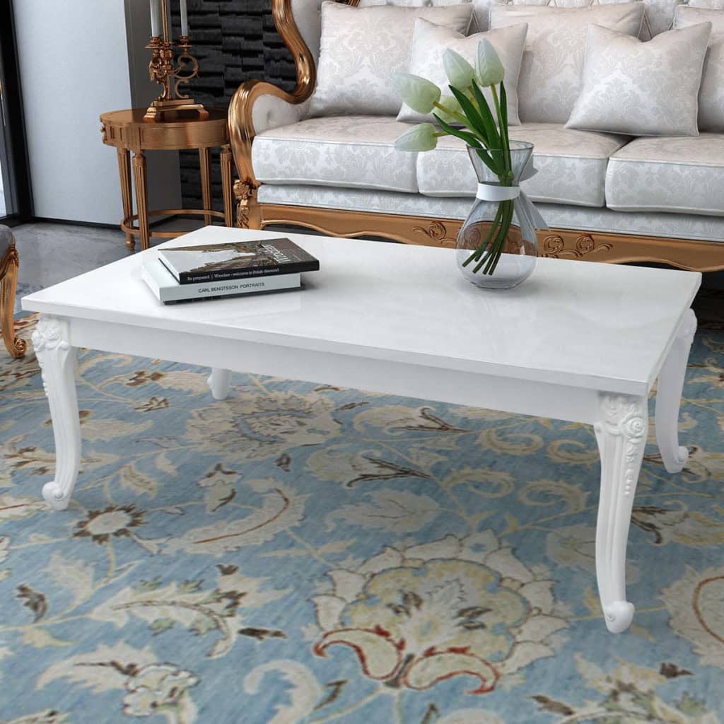 Coffee Table 115x65x42 cm High Gloss White - The Home Maker