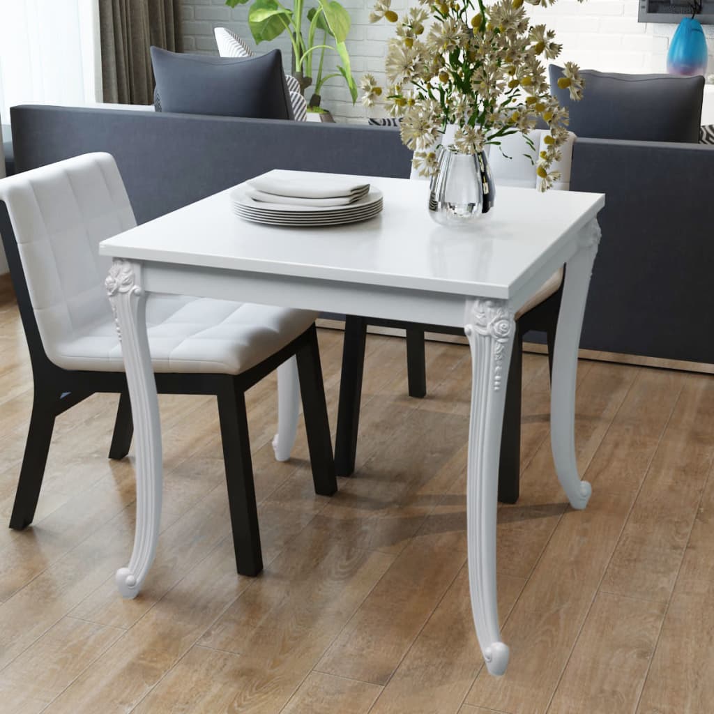 Dining Table 80x80x76 cm High Gloss White - Merkel Designers
