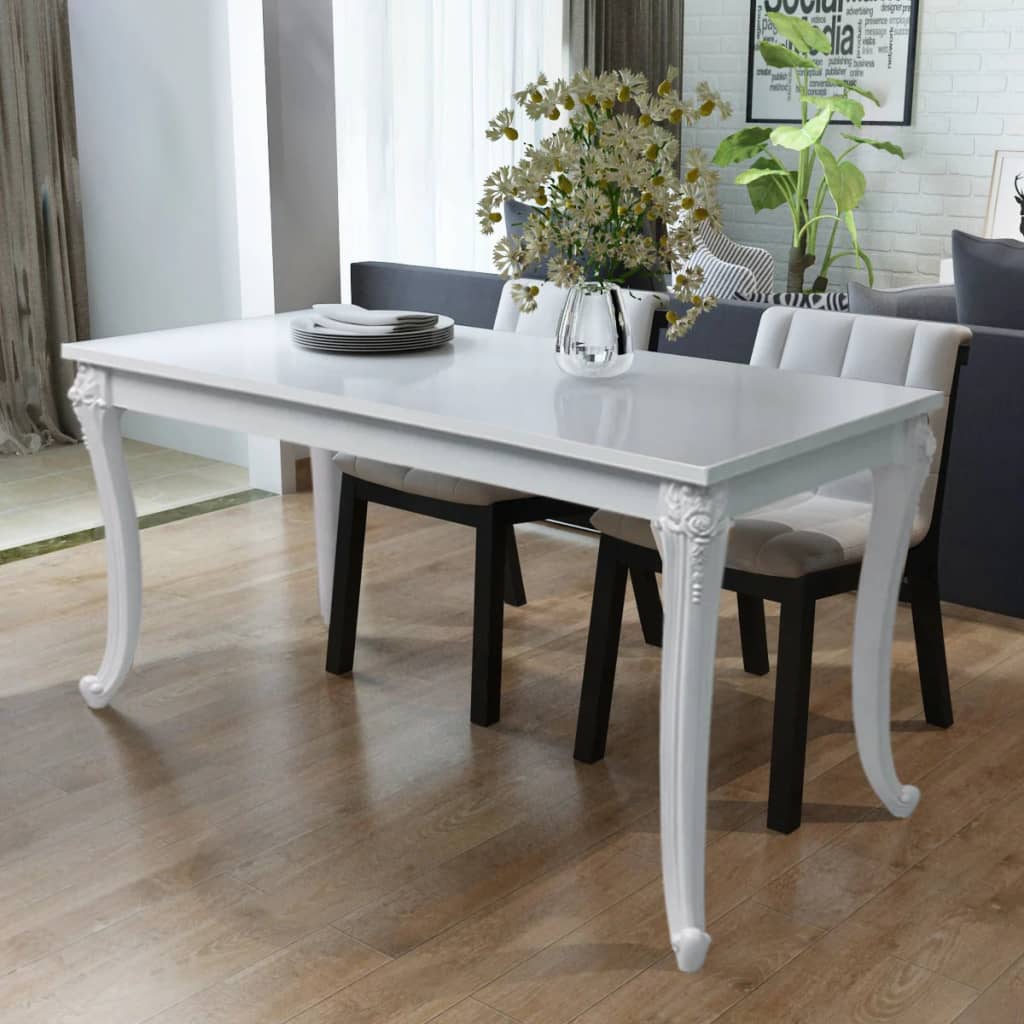 Dining Table 116x66x76 cm High Gloss White - The Home Maker