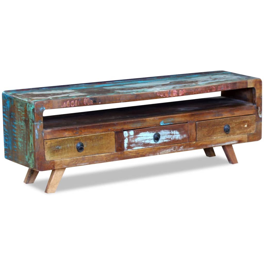 TV Cabinet with 3 Drawers Solid Reclaimed Wood - Direct Imports