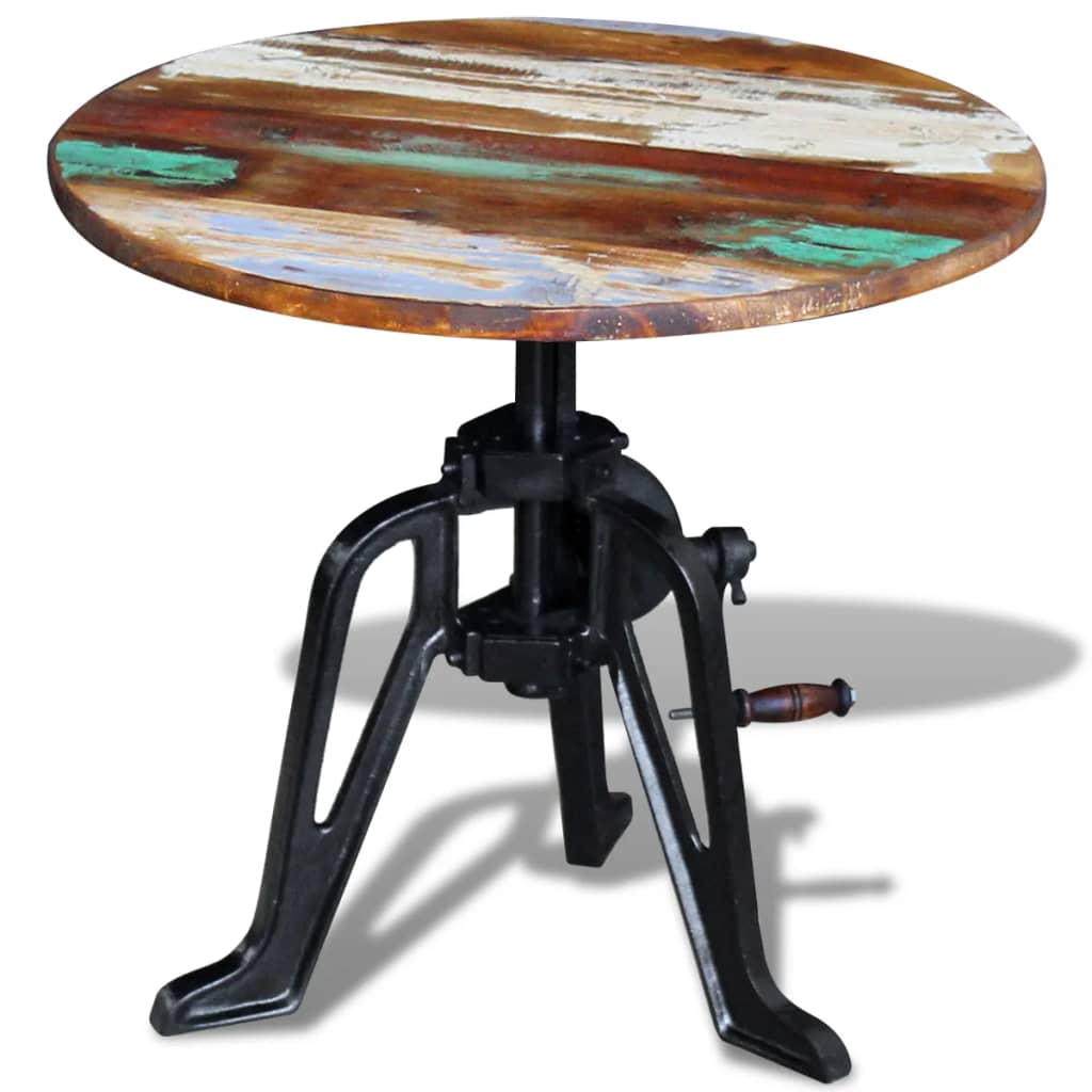 Side Table Solid Reclaimed Wood Cast Iron 60x(42-63) cm - R and M Furniture