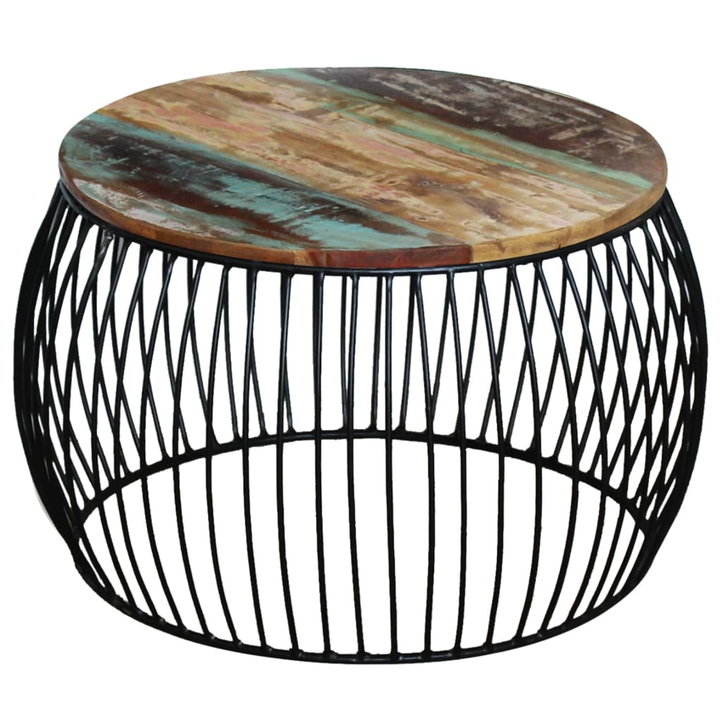 Coffee Table Round Solid Reclaimed Wood 68x37 cm - Merlin Deals
