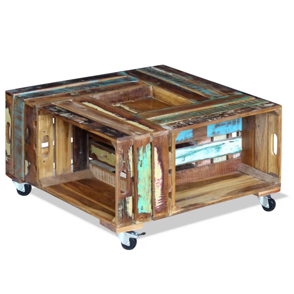 Coffee Table Solid Reclaimed Wood 70x70x35 cm - Design Hut