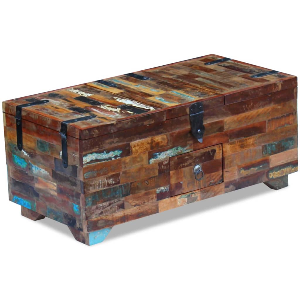 Coffee Table Box Chest Solid Reclaimed Wood 80x40x35 cm - Decor Base