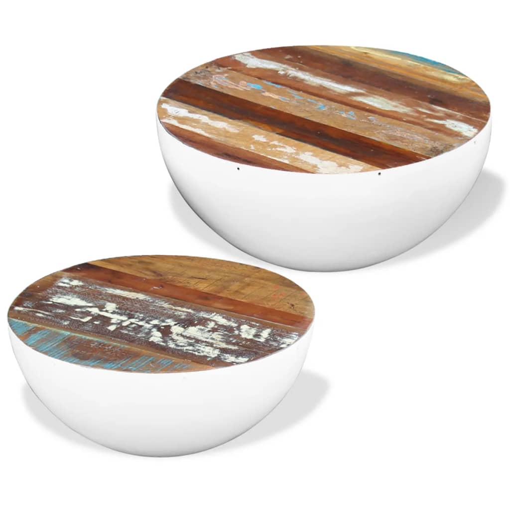 Two Piece Bowl Shaped Coffee Table Set Solid Reclaimed Wood - Charlotte Dunes