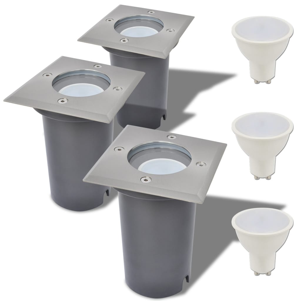 Outdoor LED Ground Lights 3 pcs Square - R and M Furniture
