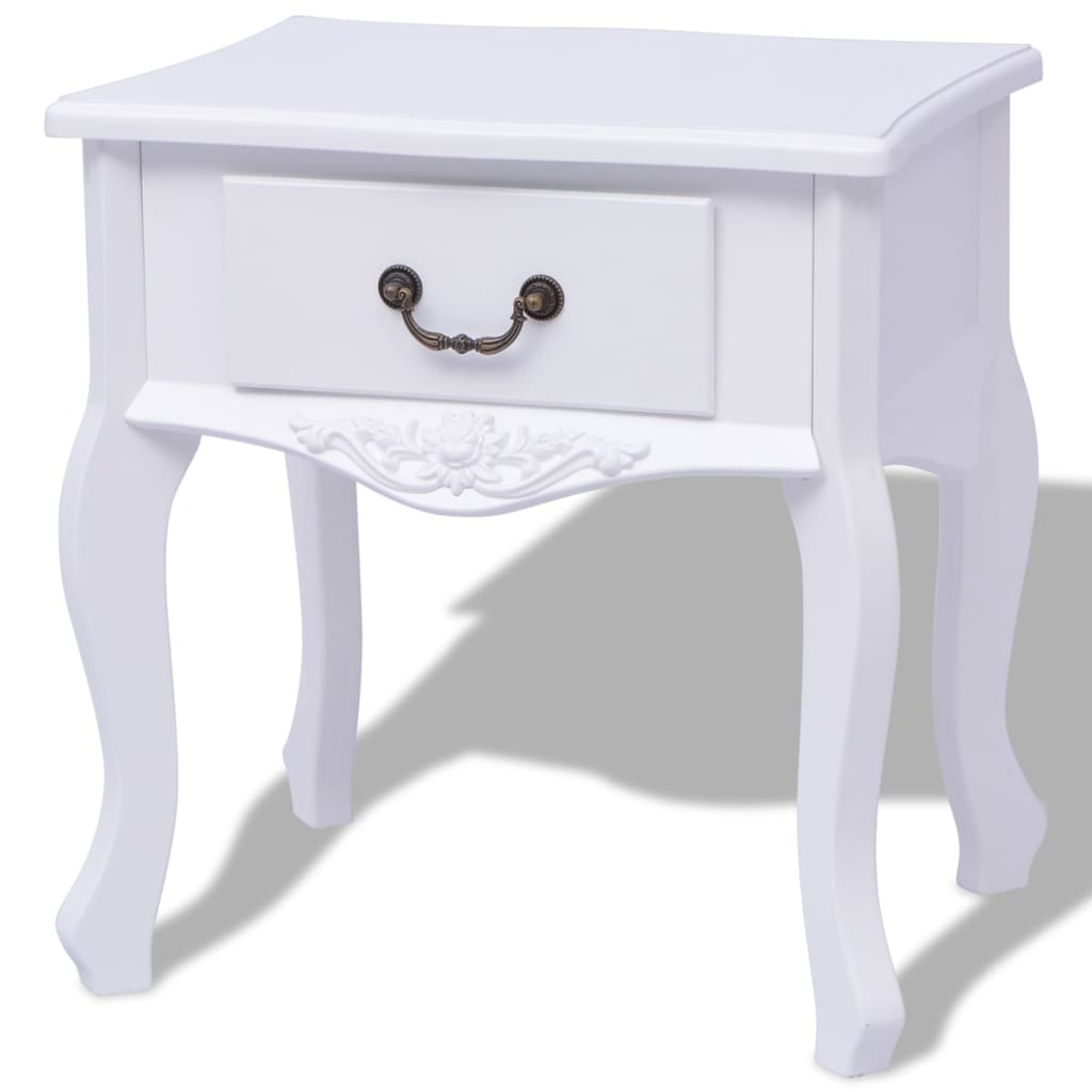 Bedside Table - Venetia Nightstand White 43cm - Design Hut