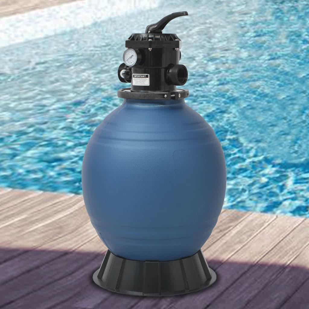 Pool Sand Filter with 6 Position Valve Blue 460 mm - Decor Base
