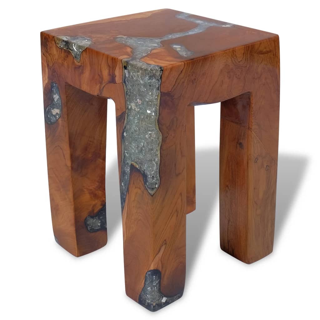 Stool Solid Teak Wood and Resin - Tyrell & Tyrell