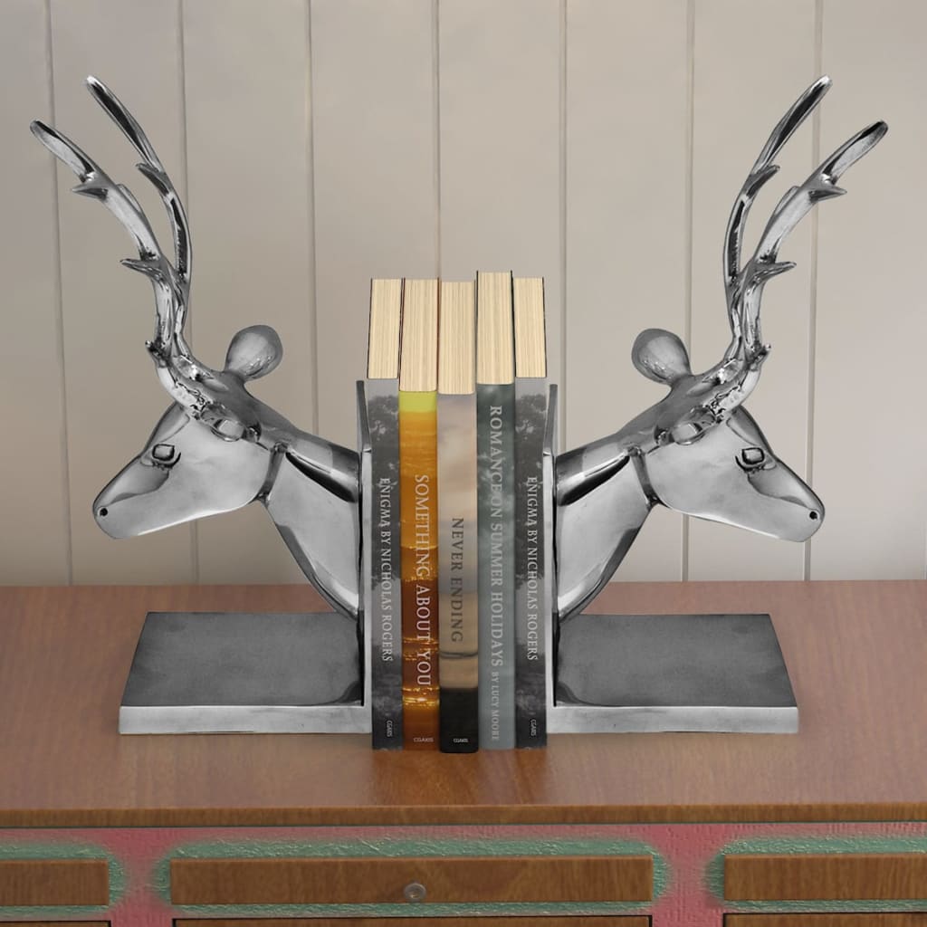 Bookends Deer 2 pcs Aluminium Silver - Unbeatable Bargains