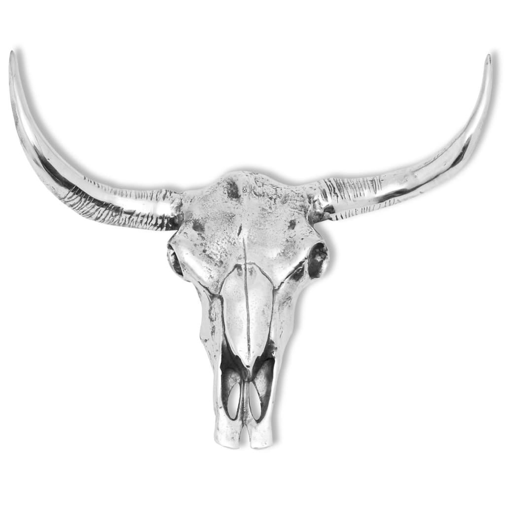 Skull Head Decoration Wall-Mounted Aluminium Silver - R and M Furniture