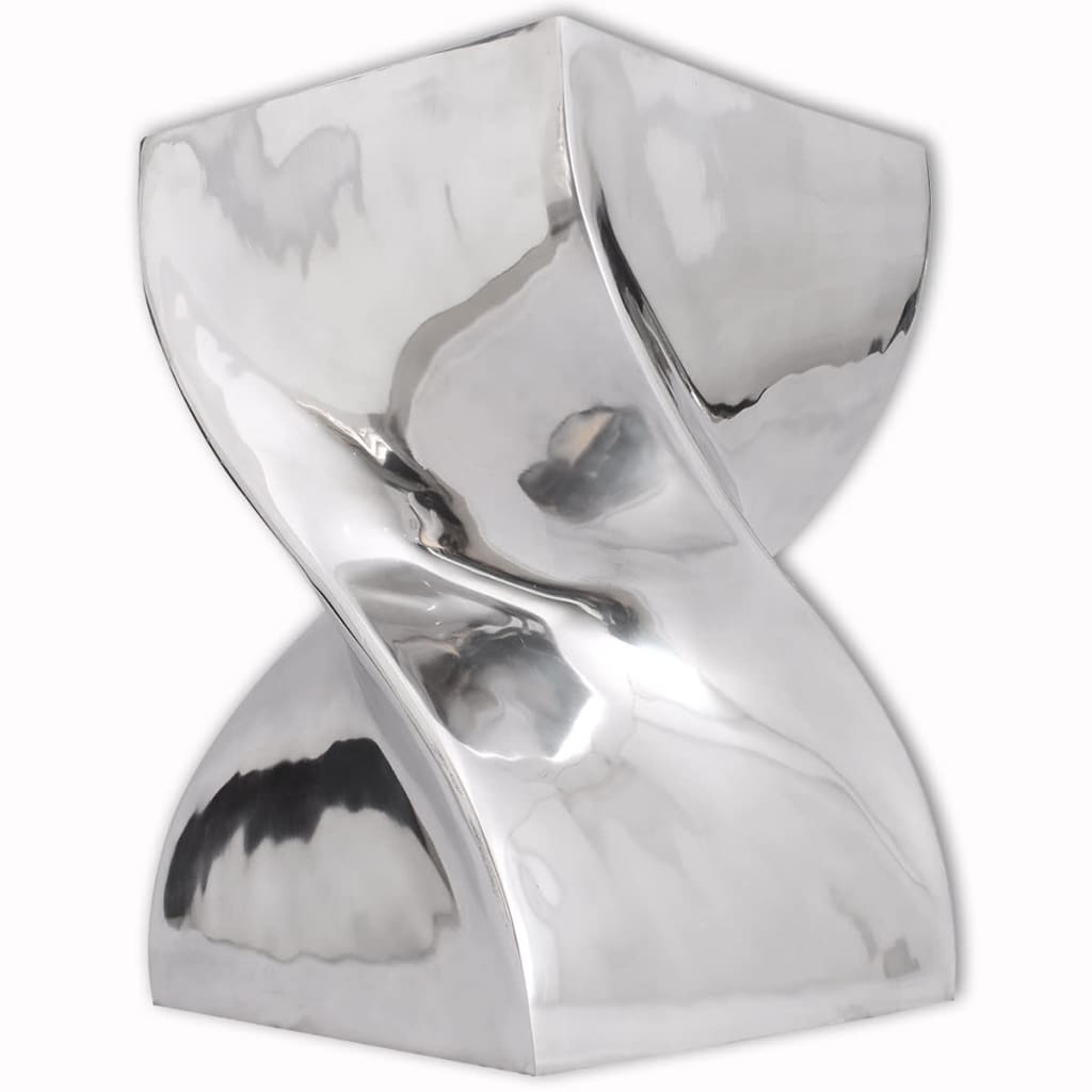 Stool/Side Table Twisted Shape Aluminium Silver - Design Hut