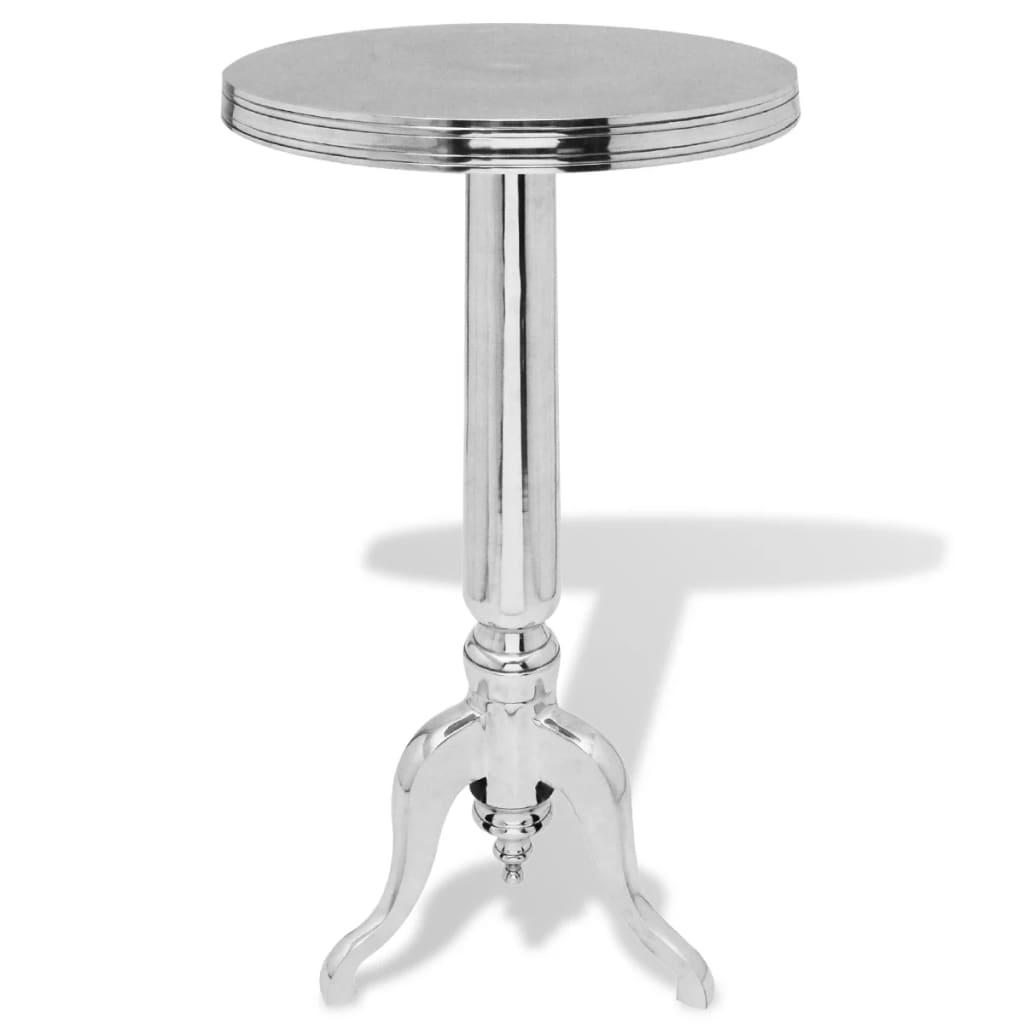 Side Table Round Aluminium Silver - Discount Dealers