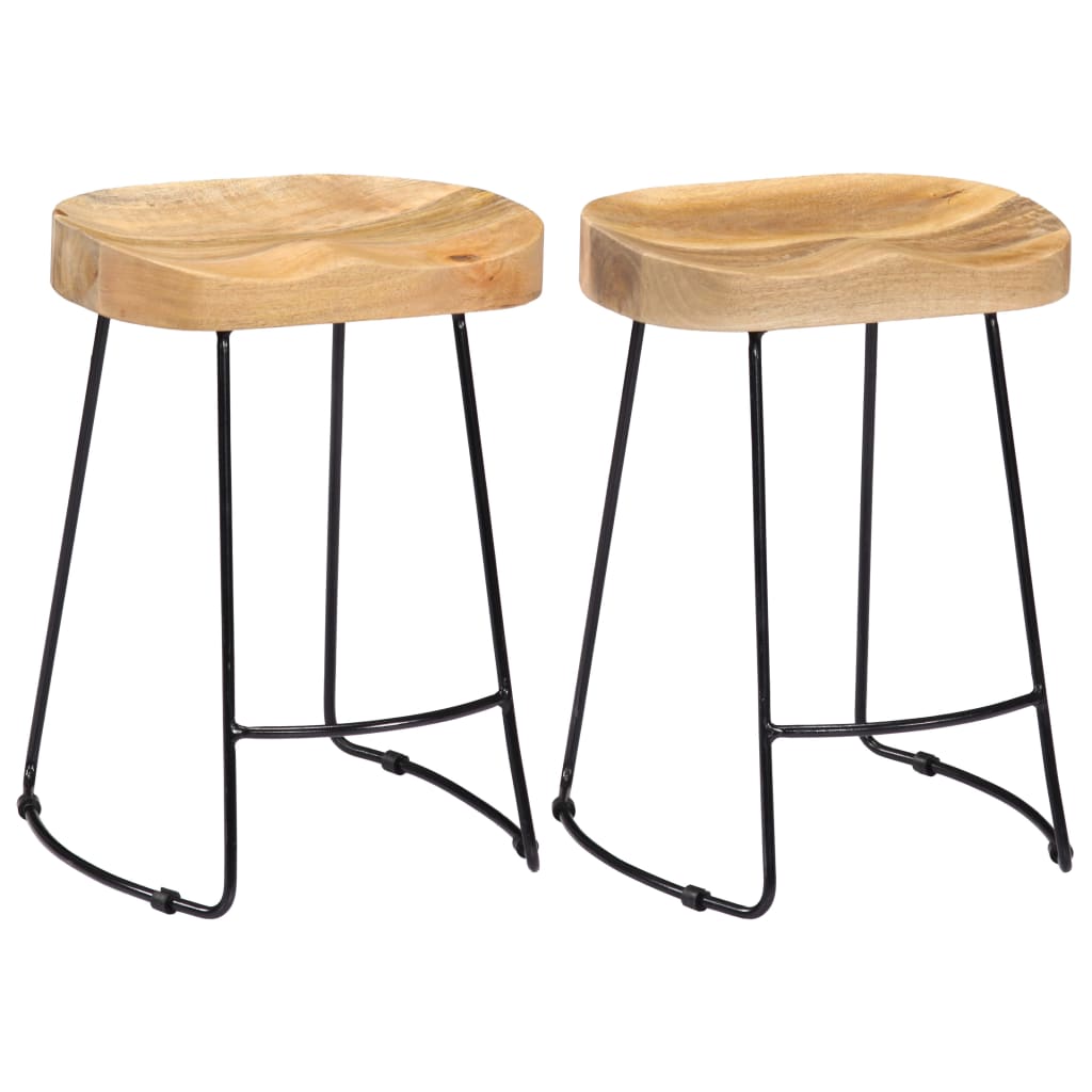 Gavin Bar Stools 2 pcs Solid Mango Wood - Unbeatable Bargains