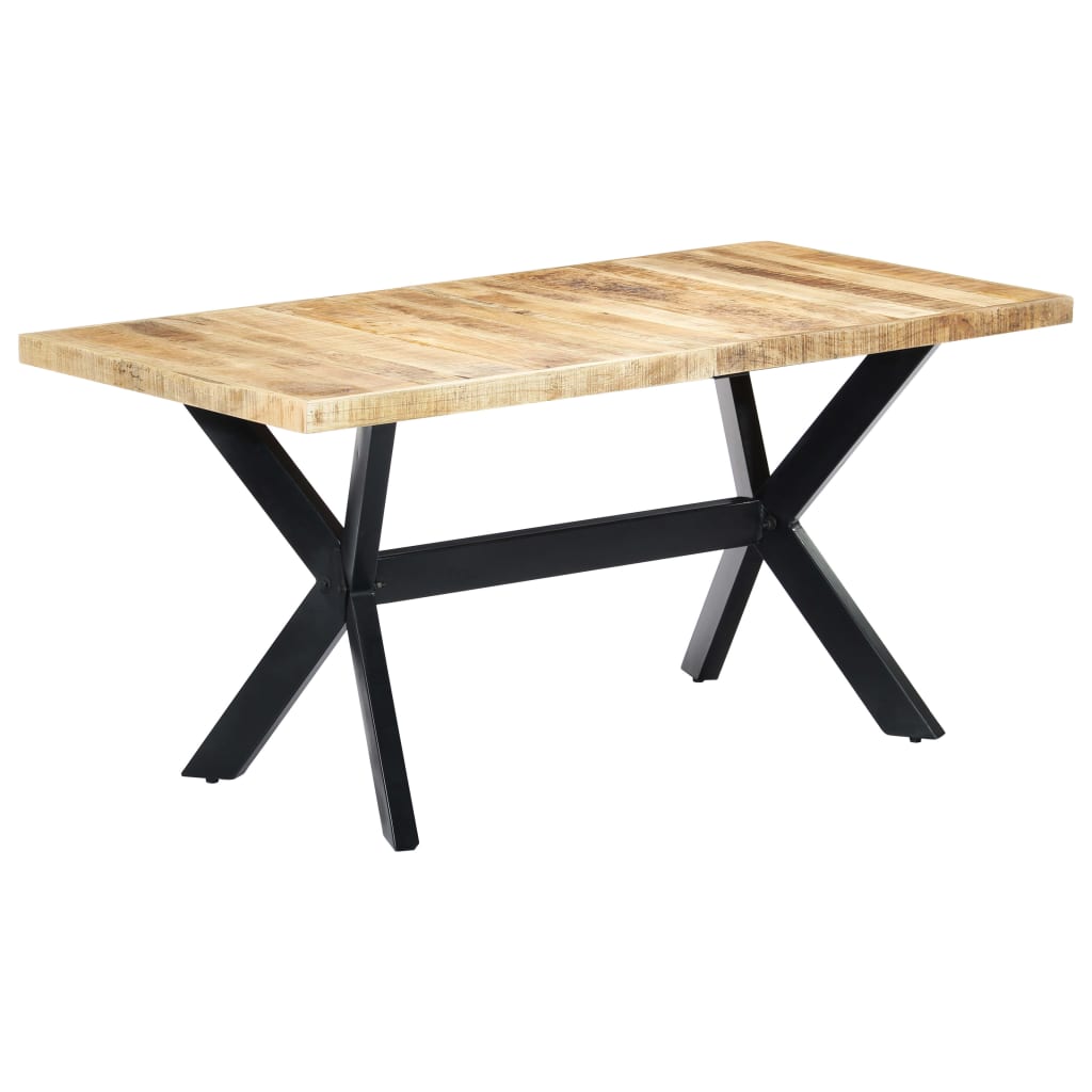Dining Table 160x80x75 cm Solid Rough Mango Wood - Millennium Furniture