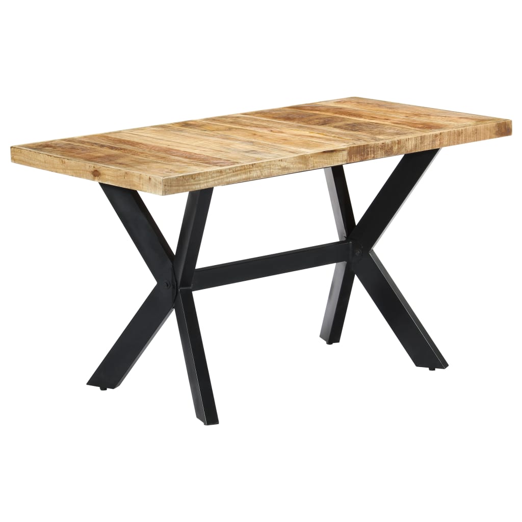 Dining Table 140x70x75 cm Solid Rough Mango Wood - Brittle & Co