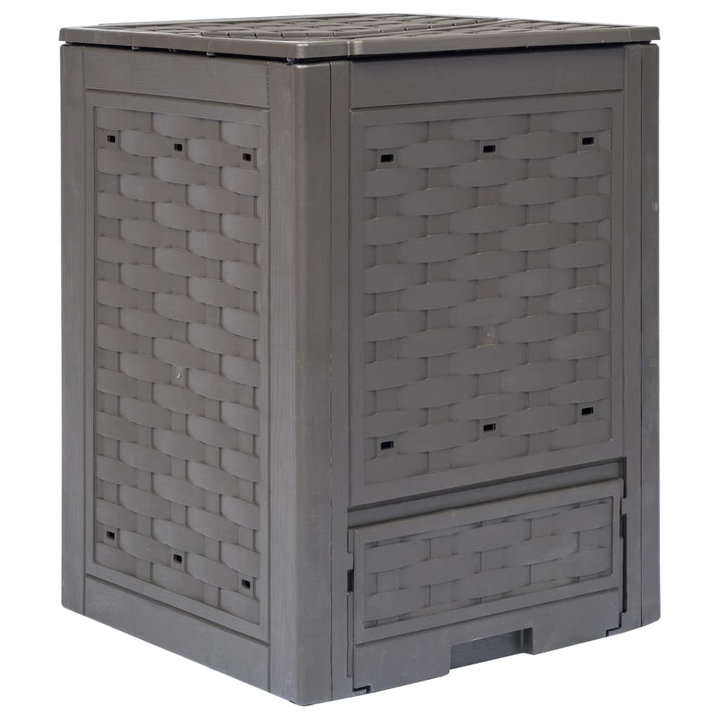 Garden Composter Brown 60x60x83 cm 300 L Plastic Rattan - Style and Chic
