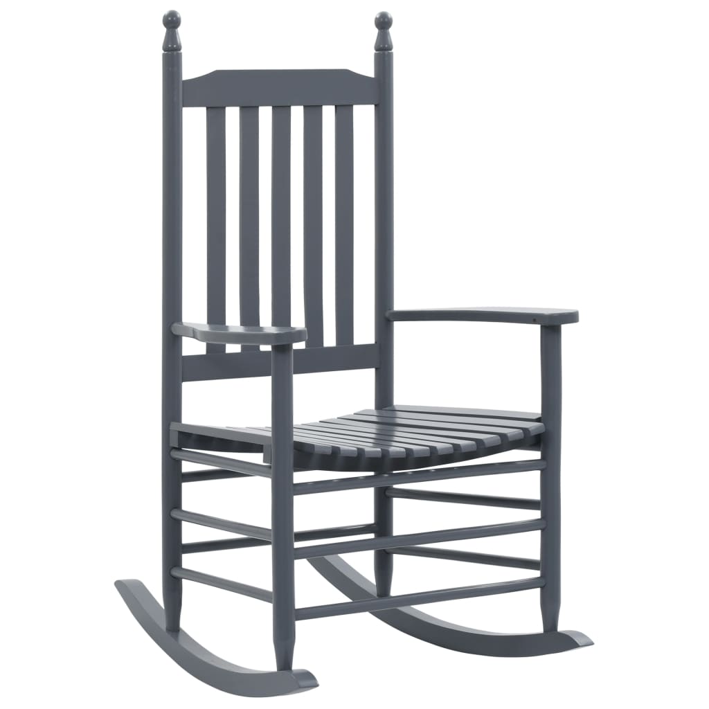 Rocking Chair with Curved Seat Grey Poplar Wood - Sid & Sam