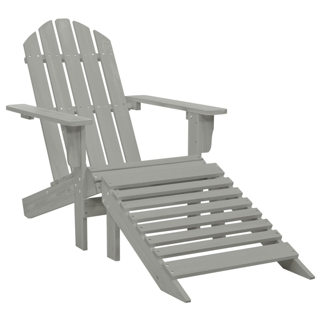 Garden Chair with Ottoman Wood Grey - Merkel Designers