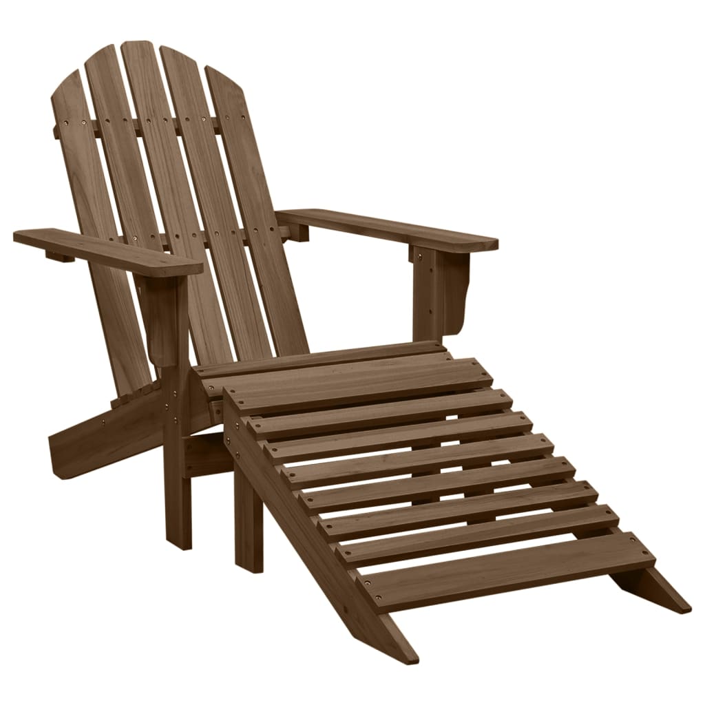 Garden Chair with Ottoman Wood Brown - Decor Base