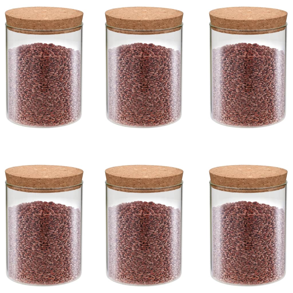 Storage Glass Jars with Cork Lid 6 pcs 650 ml - Merlin Deals